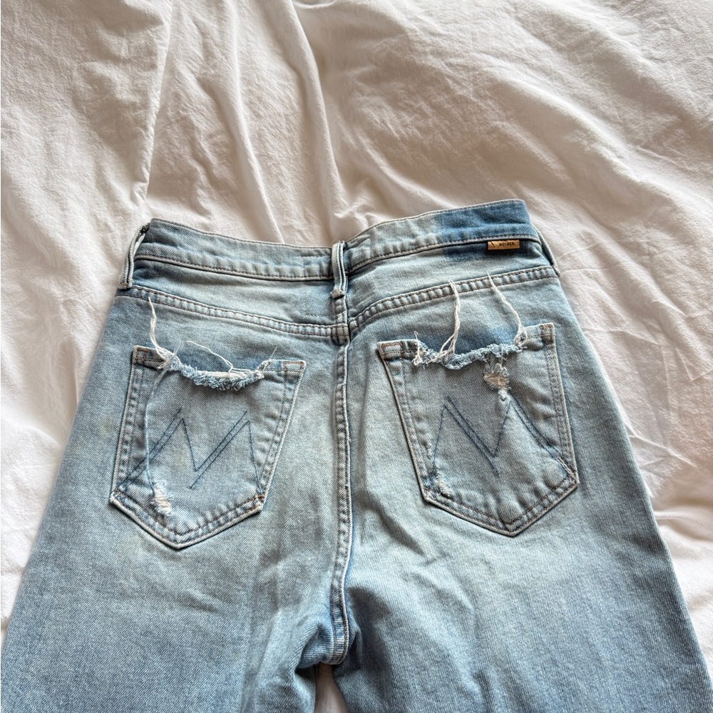 MOTHER Light Blue Distressed Jeans